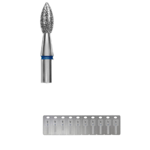 Diamond nail drill bit pointed flame blue EXPERT head diameter 2.3 mm / working part 8 mm