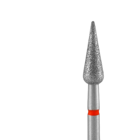 Diamond nail drill bit pointed pear red EXPERT head diameter 4 mm / working part 12 mm