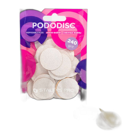 Disposable white files for pedicure disc PODODISC L EXPERT 240 grit (50 pcs)