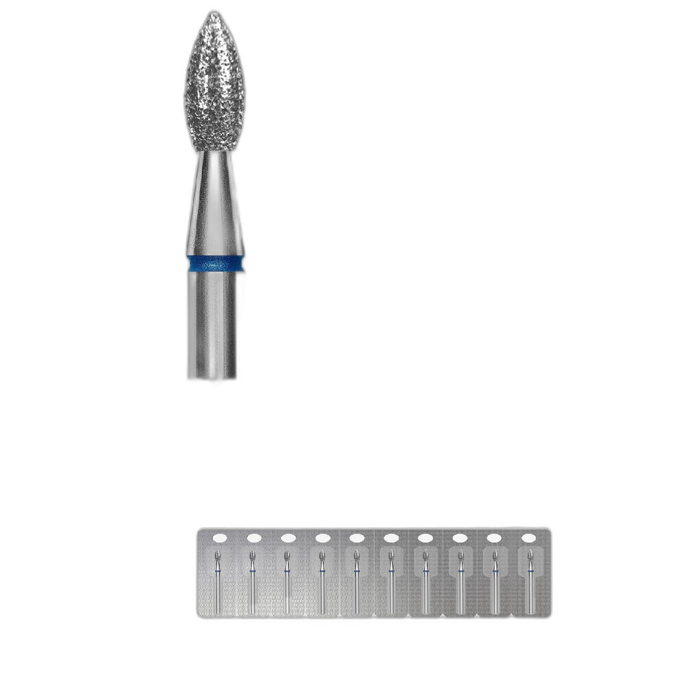 Diamond nail drill bit pointed flame blue EXPERT head diameter 2.3 mm / working part 8 mm