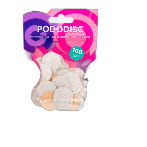 Disposable white files for pedicure disc PODODISC M EXPERT 100 grit (50 pcs)