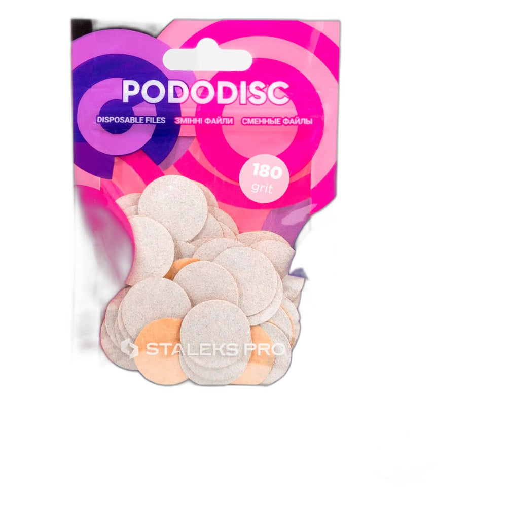 Disposable white files for pedicure disc PODODISC M EXPERT 180 grit (50 pcs)