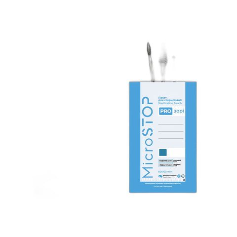MicroSTOP "PROZORI" Combined Sterilization Pouches (60x100mm) – Transparent Front Self-Sealing Bags with Class IV Indicator (100 pcs)