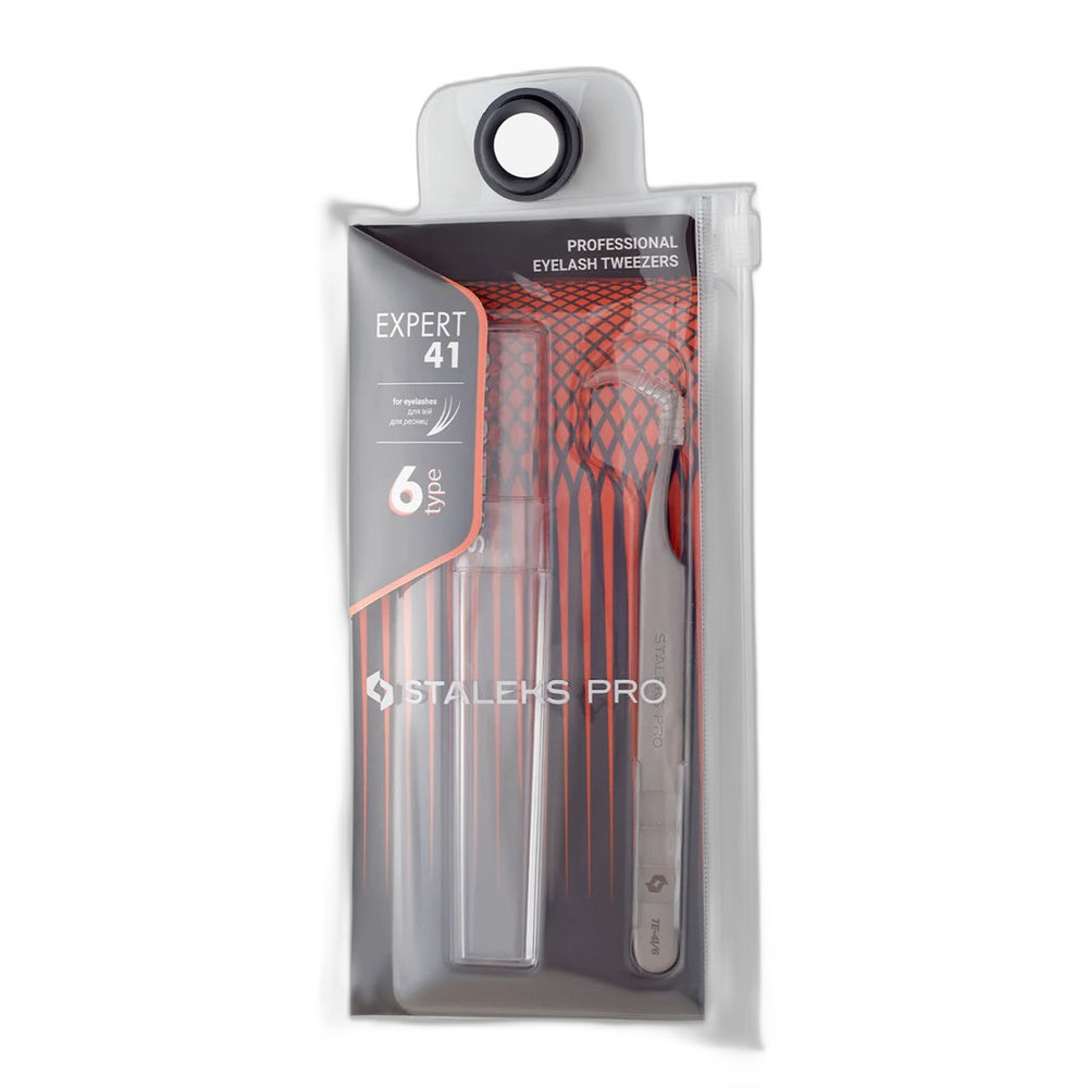 Professional eyelash tweezers EXPERT 41 TYPE 6 (L-shaped, 75 deg)